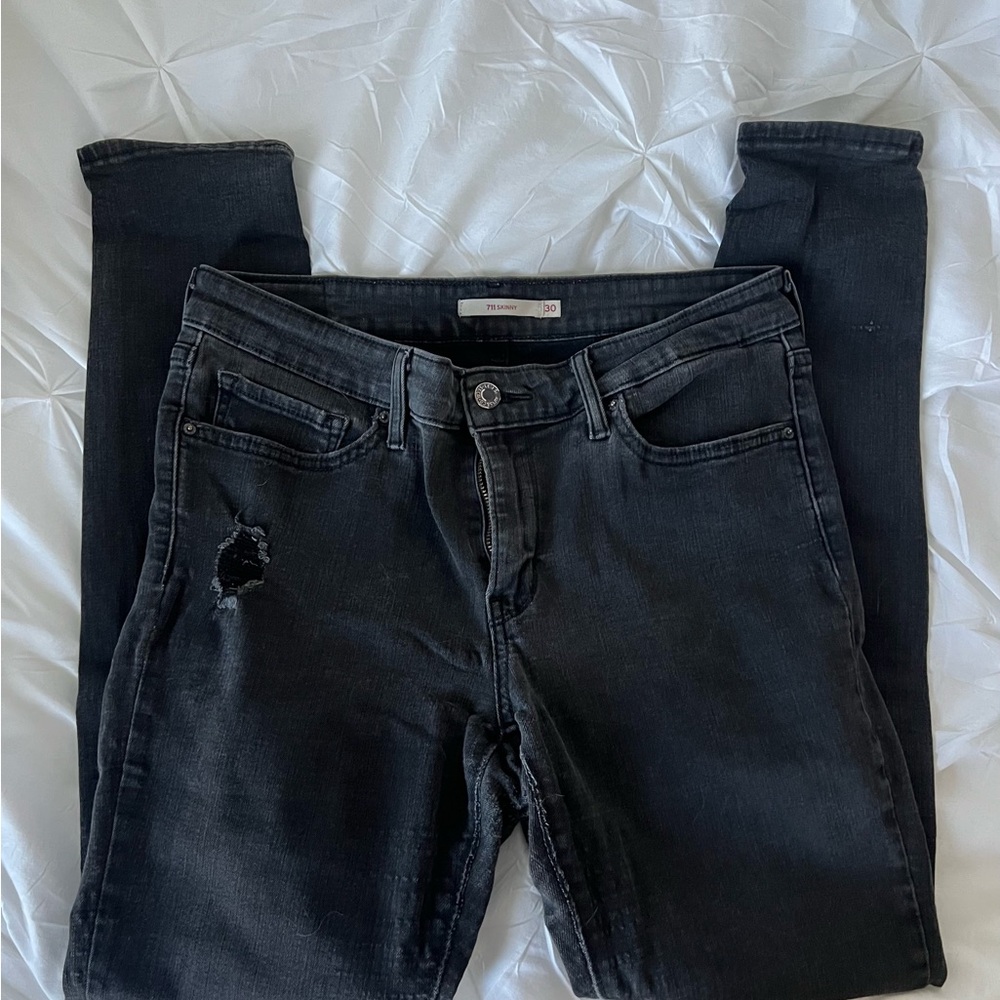 Trendy Black Distressed Jeans